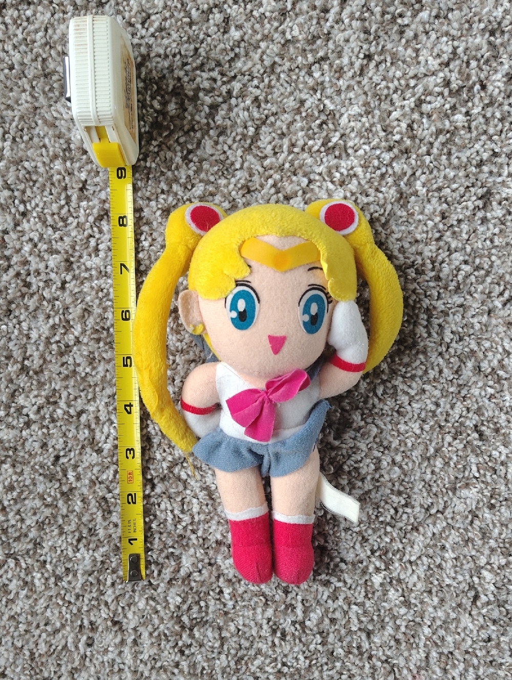 Sailor Moon Girl Plush Doll - Yellow Hair, Pink Bow Circa 1993